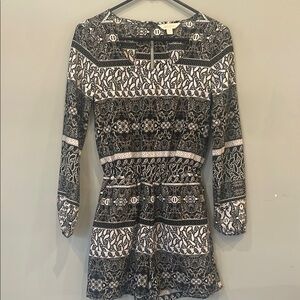 Black and White Patterned Women's shorts romper